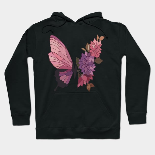 Pink Butterfly Hoodie by jenartfart